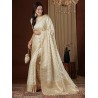 Women's Satin Silk Ethnic Motif Woven Design Saree With Unstitched Blouse