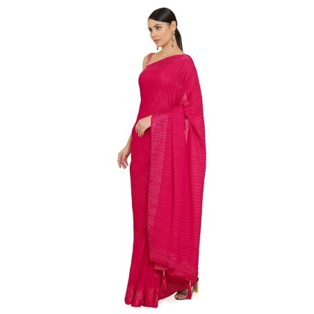 Women Polyester Solid Saree