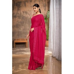 Women Polyester Solid Saree