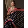 Women's Woven Design Ethnic Motif Georgette Kanjeevaram Saree With Unstiched Blouse Piece