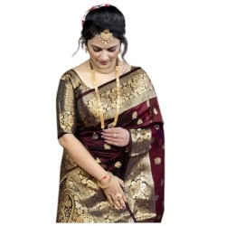 Women's Pure Soft Kanjivaram Silk Saree For Wedding Banarasi Style Sari With Blouse Piece