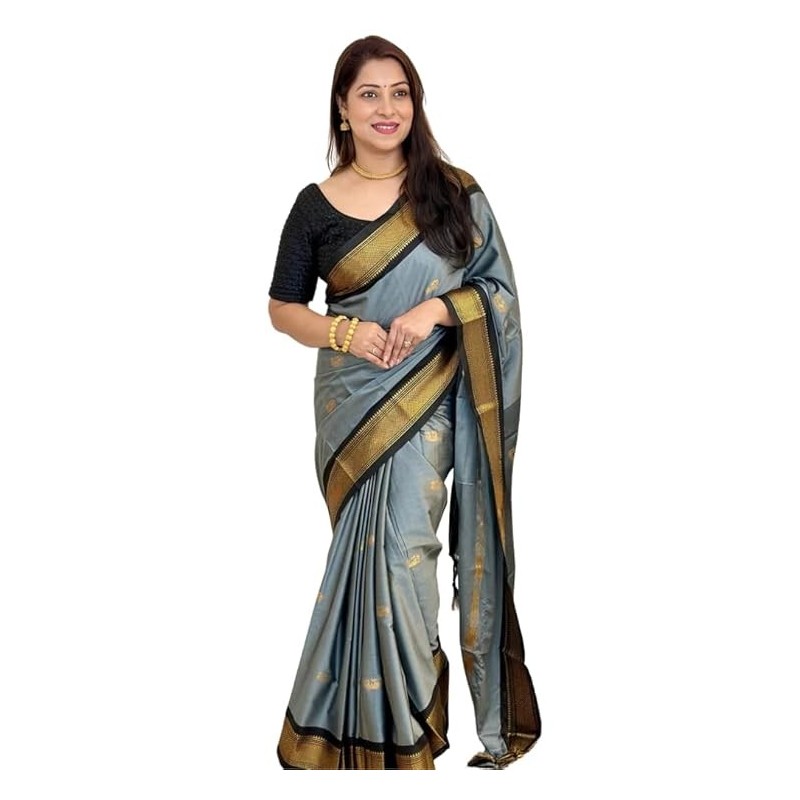 Fabric: Kanchipuram Silk, Blouse Fabric Kanchipuram Silk.