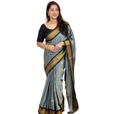 Fabric: Kanchipuram Silk, Blouse Fabric Kanchipuram Silk.