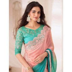 Women's Pure Chiffon Embellished Saree With Unstitched Blouse