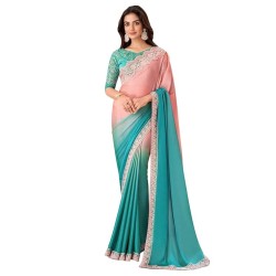 Women's Pure Chiffon Embellished Saree With Unstitched Blouse