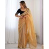 Women's Shimmer Net Sequence Embroidery Lace Saree for With Unstitched Blouse Piece