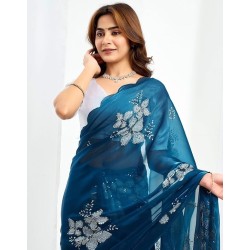 Saree Fabric: Shimmer Chiffon | Blouse Fabric: Shimmer Chiffon | Work:: Saree: Sequence Embroidery | Blouse: Sequins Embroidery