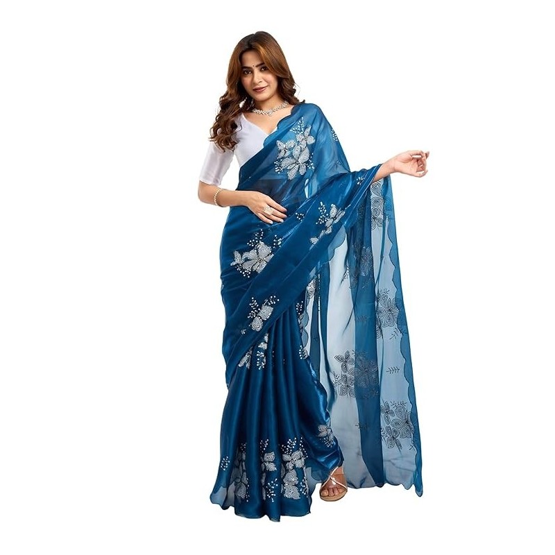 Saree Fabric: Shimmer Chiffon | Blouse Fabric: Shimmer Chiffon | Work:: Saree: Sequence Embroidery | Blouse: Sequins Embroidery