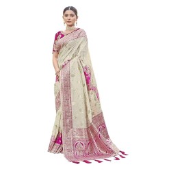 MANOHARI Most Trendy Jacquard Work Woven Saree with Unstitch Blouse Piece
