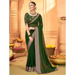 Women's Georgette Embellished Designer Saree With Unstitched Blouse Piece