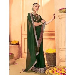 Women's Georgette Embellished Designer Saree With Unstitched Blouse Piece