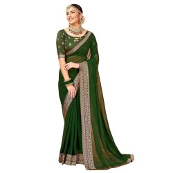 Women's Georgette Embellished Designer Saree With Unstitched Blouse Piece