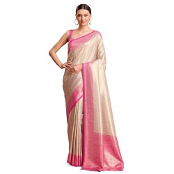 Fashion Women's Kanjivaram Silk Mesmerizing Saree for Every Celebrations Comes With Unstitched Blouse Piece