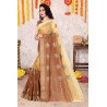 Women's Cotton Blend Mix 2-Tone Foil Printed Saree with Blouse Piece