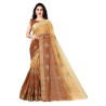 Women's Cotton Blend Mix 2-Tone Foil Printed Saree with Blouse Piece