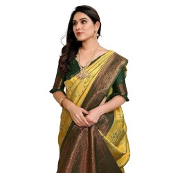 Women's Kanjivaram Style Soft Silk Banarasi Sarees With Blouse Piece