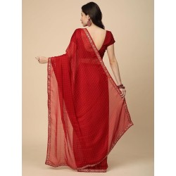 Women's Chiffon Printed Saree with Printed Blouse Piece