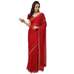 Women's Chiffon Printed Saree with Printed Blouse Piece