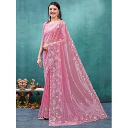 CHIFFON WITH EMBROIDERY BORDER WORK SAREE