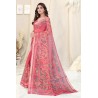 Women's Stylish Kota Doria Checks Woven Geometric Printed Saree with Blouse Piece