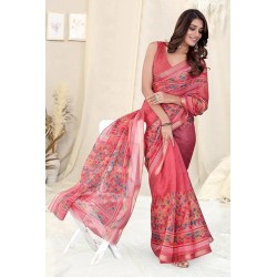 Women's Stylish Kota Doria Checks Woven Geometric Printed Saree with Blouse Piece