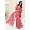 Women's Stylish Kota Doria Checks Woven Geometric Printed Saree with Blouse Piece