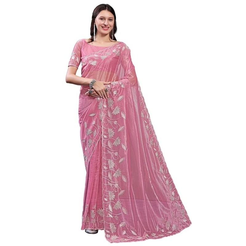 COTTON CHANDERI SAREE WITH ZARI WORK BORDER