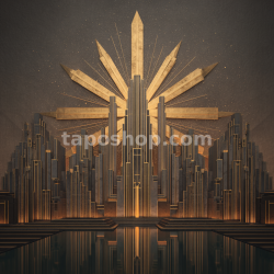 Golden Radiance – Art Deco Skyline Digital Wall Art Print