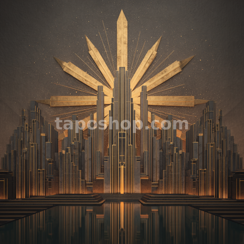 Golden Radiance – Art Deco Skyline Digital Wall Art Print