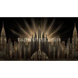 Golden Radiance – Art Deco Skyline Digital Wall Art Print