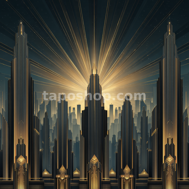 Midnight Glamour – Art Deco Cityscape Digital Wall Art Print