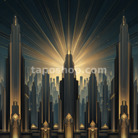 Midnight Glamour – Art Deco Cityscape Digital Wall Art Print
