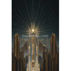 Midnight Glamour – Art Deco Cityscape Digital Wall Art Print