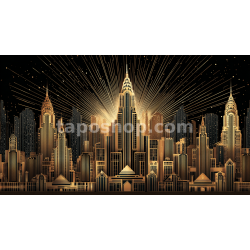 Midnight Glamour – Art Deco Cityscape Digital Wall Art Print