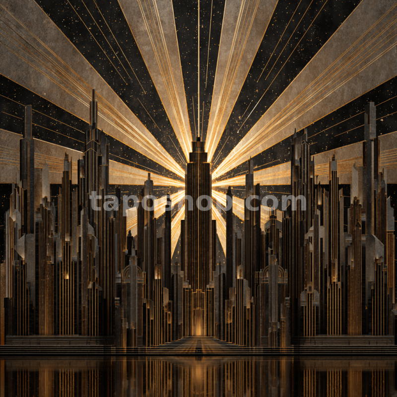 Sunset Symphony – Art Deco Sunset Skyline Digital Art