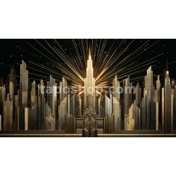 Sunset Symphony – Art Deco Sunset Skyline Digital Art