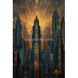 Celestial Dreams – Pastel Art Deco Skyline Digital Wall Art