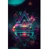 Vibrant Geometric Abstraction – Neon Triangles & Futuristic Fractals Digital Wall Art