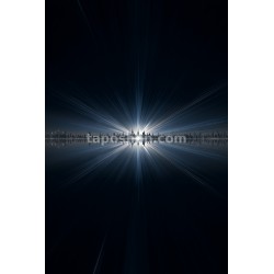 Futuristic Deco Skyline – Starburst Horizon & Metallic Reflections Digital Wall Art