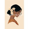 Simplified Portrait – Indian Woman with Jasmine Flowers Digital Wall Art