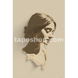 Minimal Face Illustration – Indian Woman in Half-Shadow Digital Wall Art