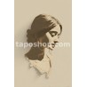 Minimal Face Illustration – Indian Woman in Half-Shadow Digital Wall Art