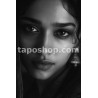 Monochrome Minimalist Portrait – Indian Woman with Calm Eyes Digital Wall Art