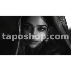 Monochrome Minimalist Portrait – Indian Woman with Calm Eyes Digital Wall Art