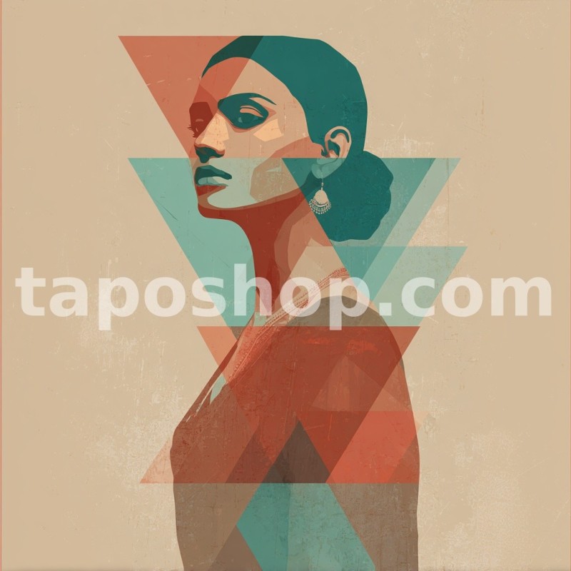 Abstract Geometric Minimalist Portrait – Indian Woman Designer Poster