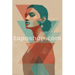 Abstract Geometric Minimalist Portrait – Indian Woman Designer Poster
