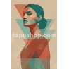Abstract Geometric Minimalist Portrait – Indian Woman Designer Poster