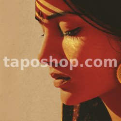 Modern Minimal Poster – Indian Woman Close-Up with Gold Accent