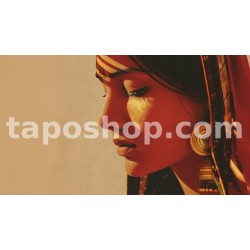 Modern Minimal Poster – Indian Woman Close-Up with Gold Accent