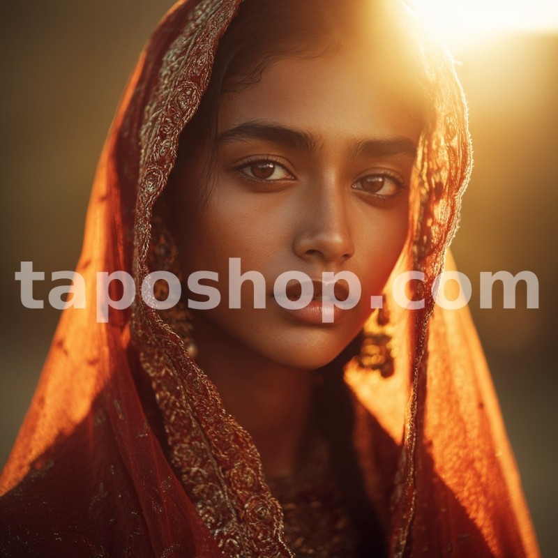 Cinematic Portrait – Indian Woman in Golden Sunlight Digital Wall Art